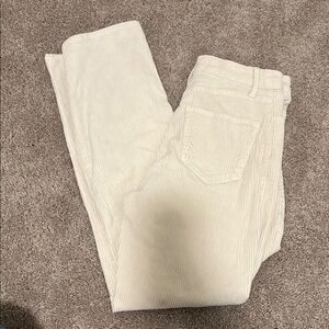 Hollister ultra High Rise Corduroy cream white pants